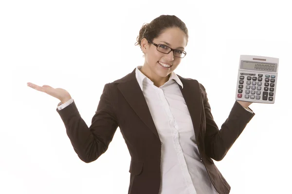 Mujer de negocios con una calculadora — Foto de Stock