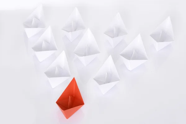 stock image Winning red paper boat origami