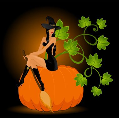 Witch and pumpkin clipart