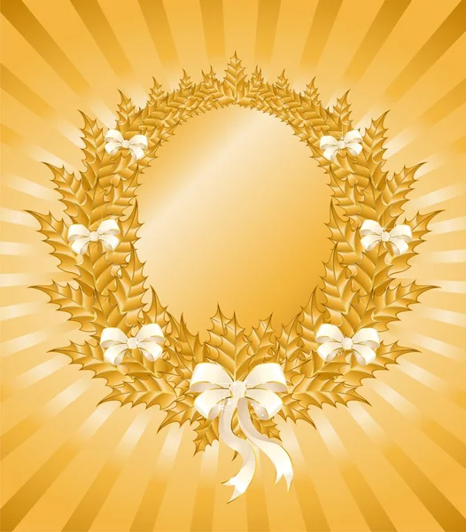 Christmas gold wreath — Stockvector