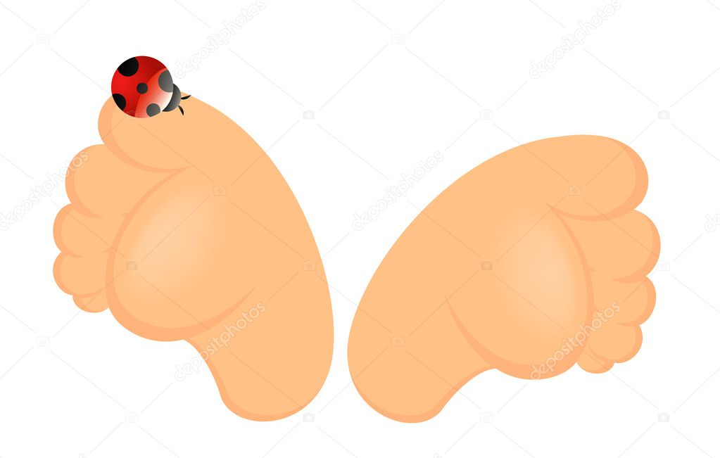 Feet with a ladybird
