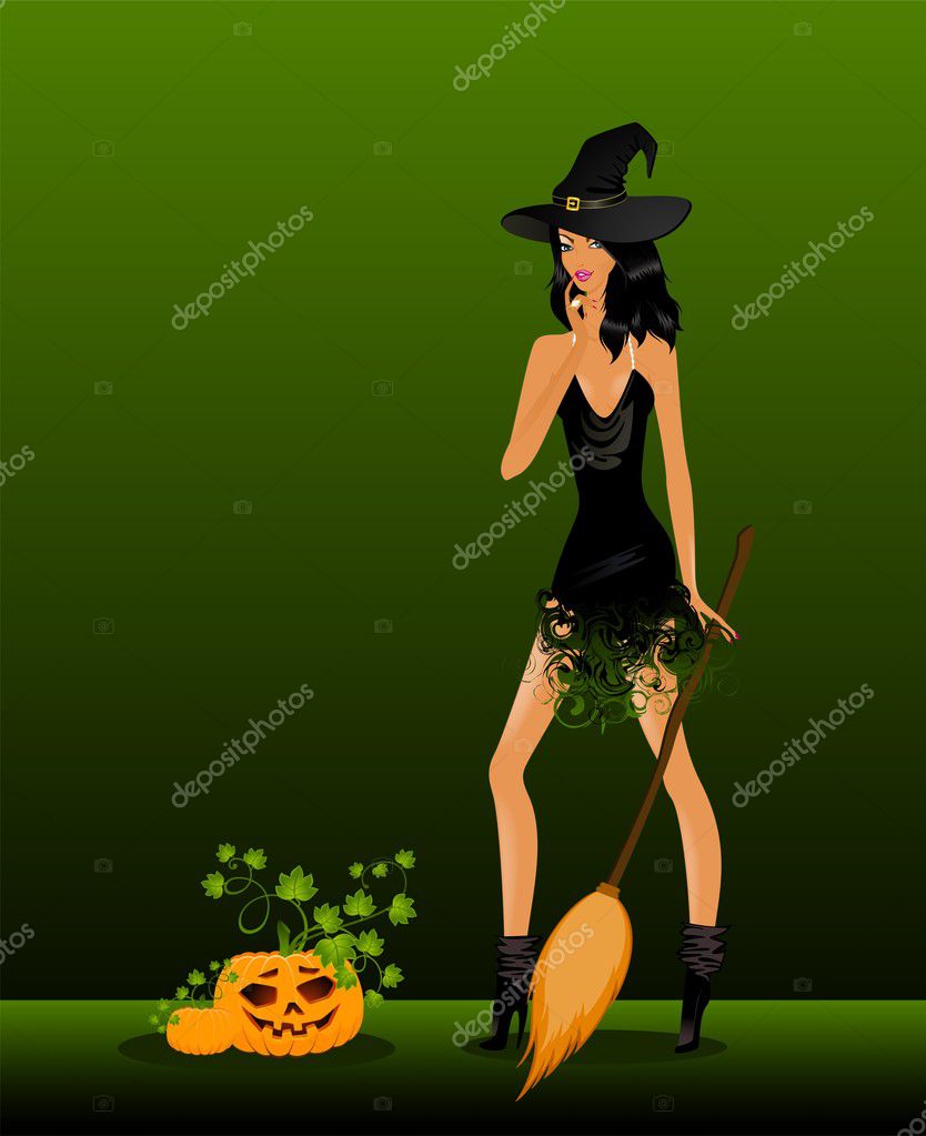 Sexual Witch And Pumpkin Stock Vector Image By ©forewer 1618957