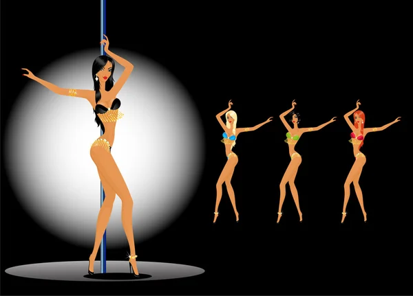Mulheres dançando um striptease — Vetor de Stock