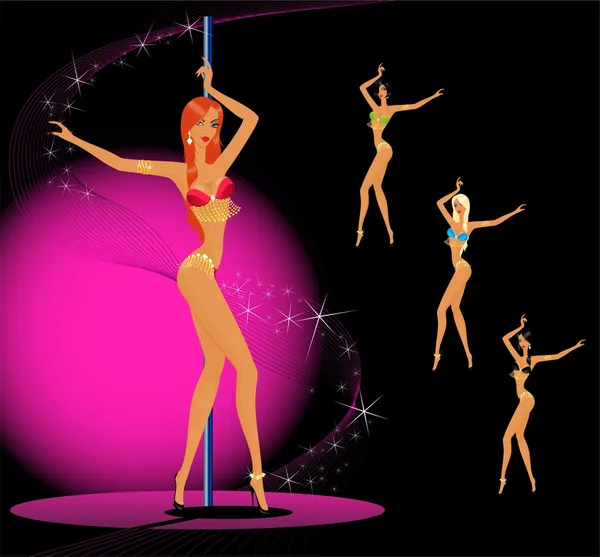 Women dancing a striptease — Stock Vector