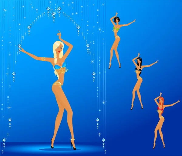 Mulheres dançando um striptease —  Vetores de Stock