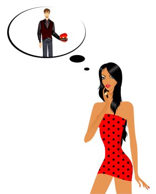Girl dreams about a favourite man clipart
