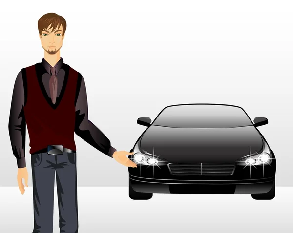 Man and sporting car — Stock Vector