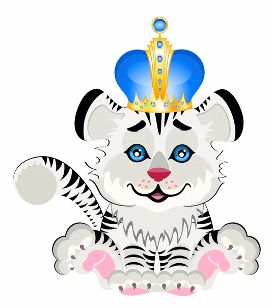 Little tiger in a crown — Stock Vector