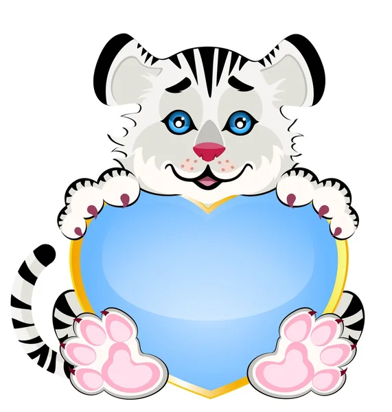 Little tiger with heart — Stock Vector