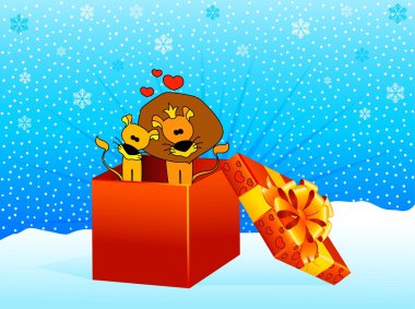 Gift with a lions clipart