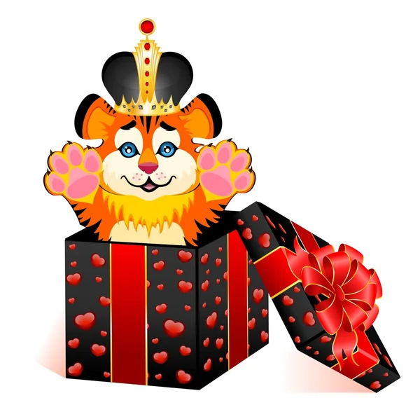 Petit tigre dans une couronne — Image vectorielle