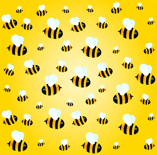 Fondo con abejas divertidas — Vector de stock