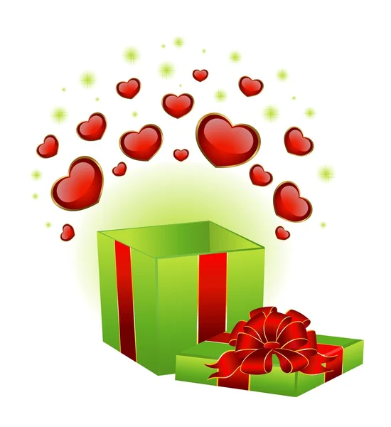 Caixa festiva com corações — Vetor de Stock
