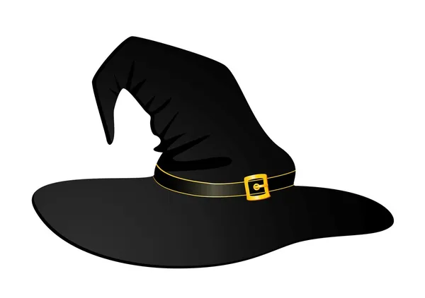 Sombrero negro de bruja — Vector de stock