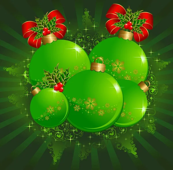 Bolas verdes de Natal —  Vetores de Stock
