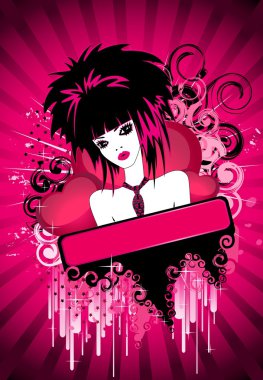 Beautiful girl-queen of emo clipart