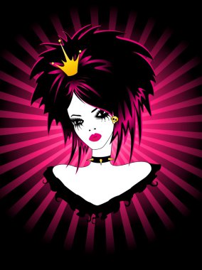 Beautiful girl-queen of emo clipart