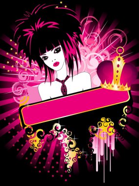 Beautiful girl-queen of emo clipart