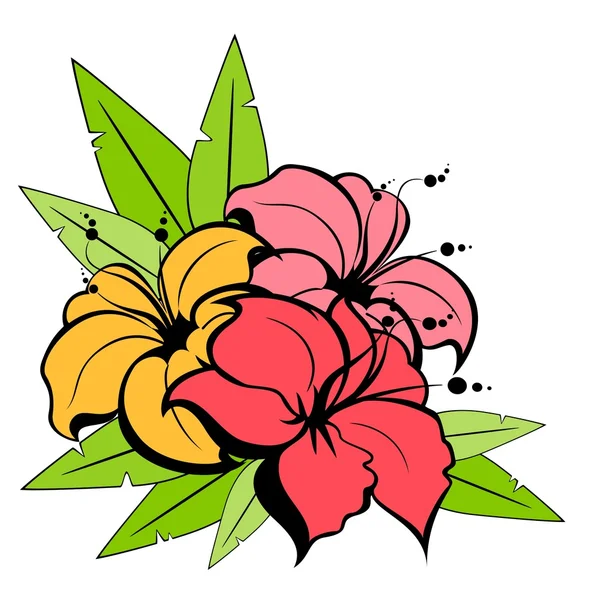 Flores tropicales — Vector de stock