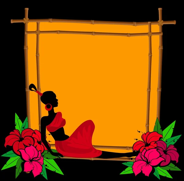 Прапор з квітами і дівчиною — стоковий вектор