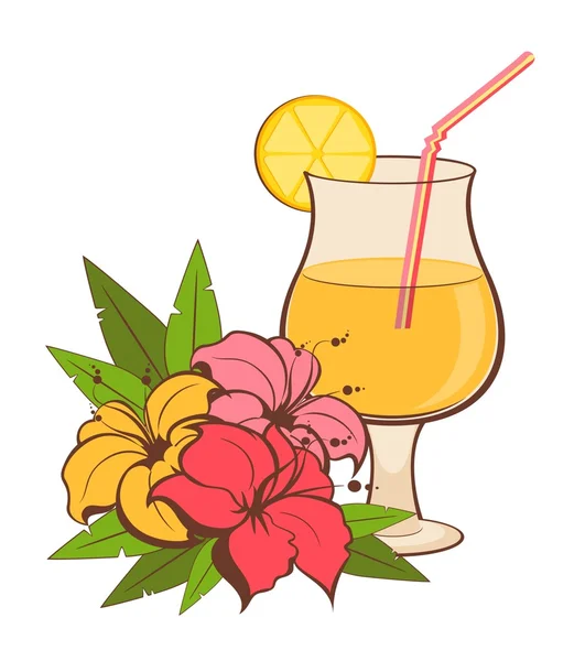 Flowers and summer cocktail — Stock Vector