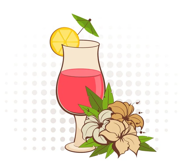 Fleurs et cocktail d'été — Image vectorielle