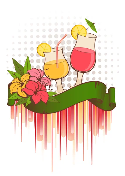 Flowers and summer cocktail — Stock Vector