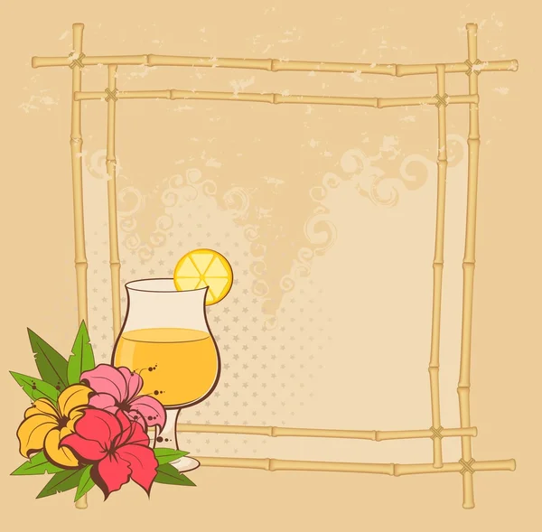 Fleurs et cocktail d'été — Image vectorielle