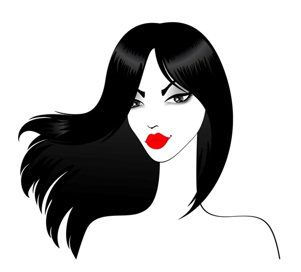 Krásná dívka s černými vlasy — Stockový vektor