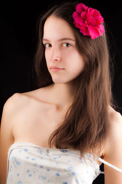 Portret of young beautiful girl with the — Stock Photo, Image