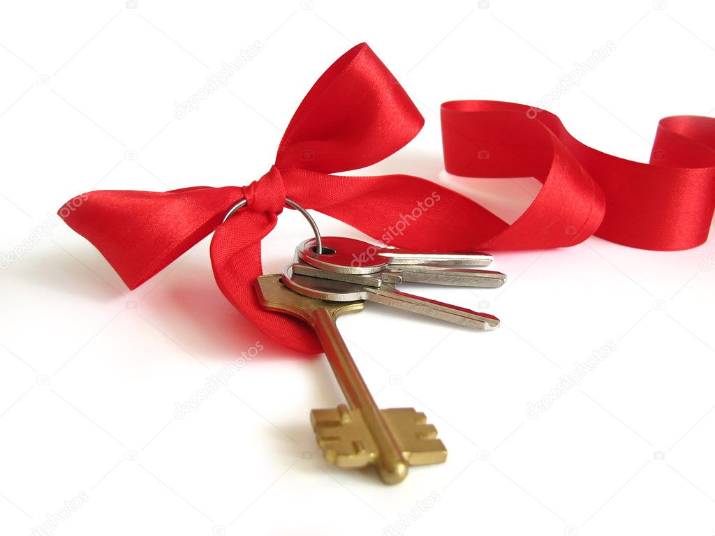 House keys with ribbon bow — Stock Photo © liliya 1608923