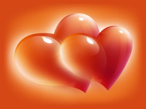 Два красных сердца на день Святого Валентина — стоковое фото
