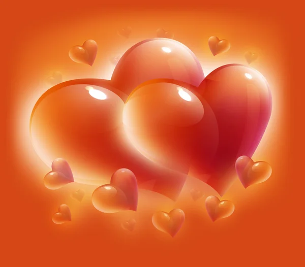Zwei rote Herzen zum Valentinstag — Stockfoto