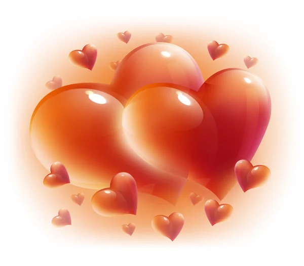 Červené srdce pro Valentýna den kartu — Stock fotografie