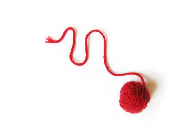 Red hank for knitting, isolated — Stock Photo, Image
