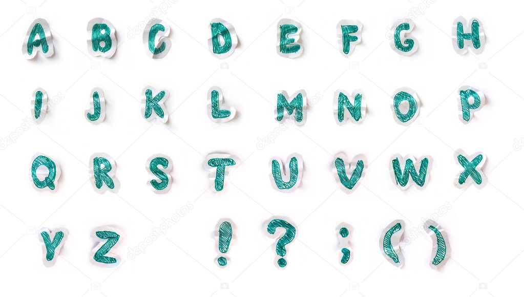 Full english alphabet cut out from paper