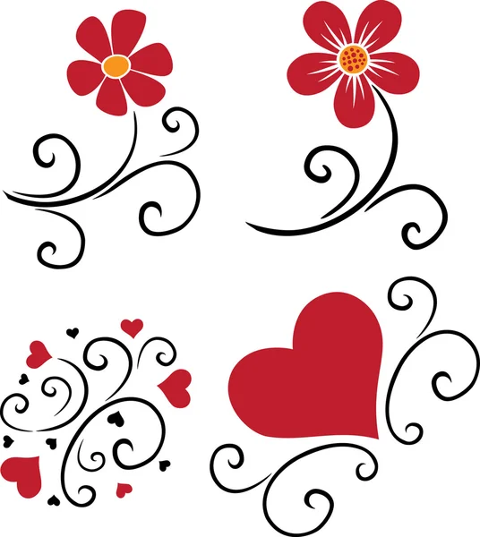 Покровительство цветов и сердец — стоковый вектор