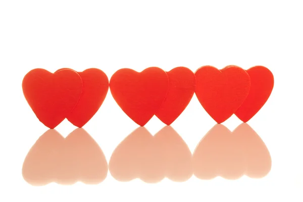 หัวใจสีแดงสามคู่ — ภาพถ่ายสต็อก
