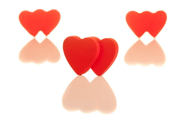 Three pairs of isolated red hearts — Stock Photo, Image