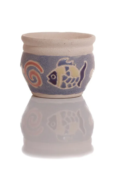 Decorative blue pot on isolated backgrou — Stock Photo, Image