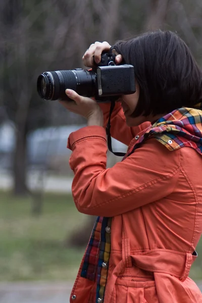 stock image Girl photographs