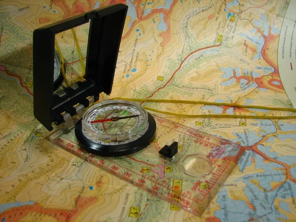 Bússola no mapa 3 — Fotografia de Stock
