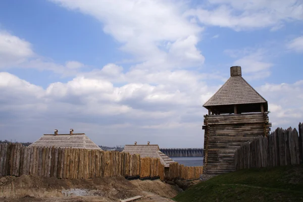 Wooden village. Watchtower — Stock Photo, Image