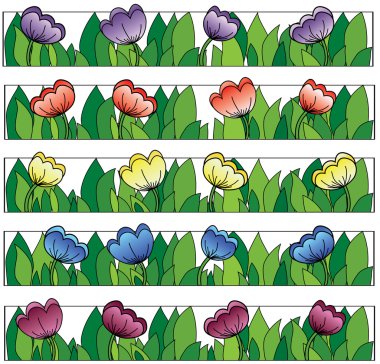 Multicolored flowers lines background clipart