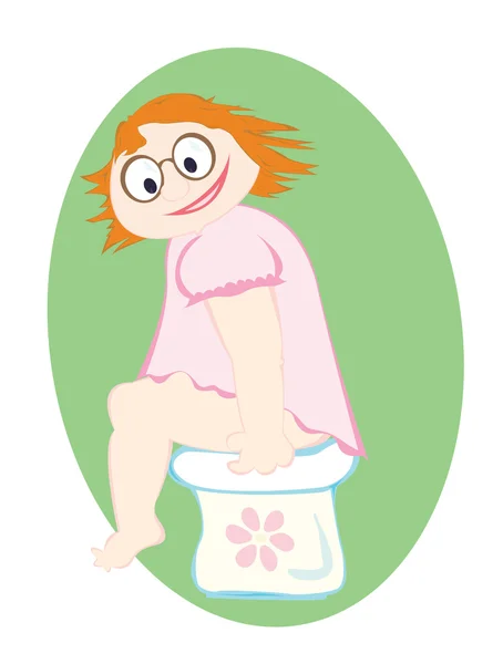 Petite fille sur un pot de chambre — Image vectorielle