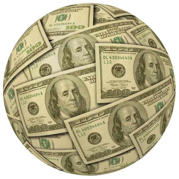 Bola de dinheiro de notas de $100 — Fotografia de Stock