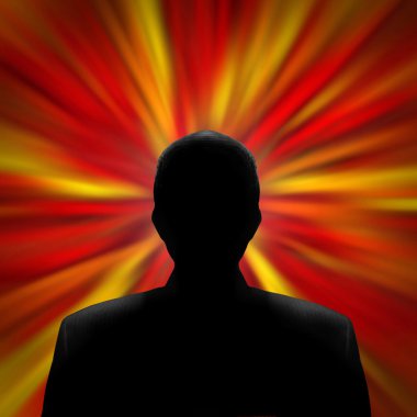 Silhouetteed Man in a Red Vortex clipart