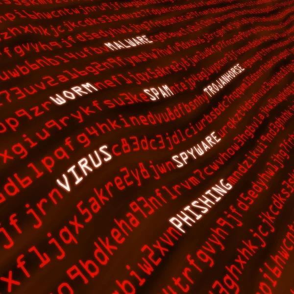Campo vermelho de métodos de ataque cibernético — Fotografia de Stock