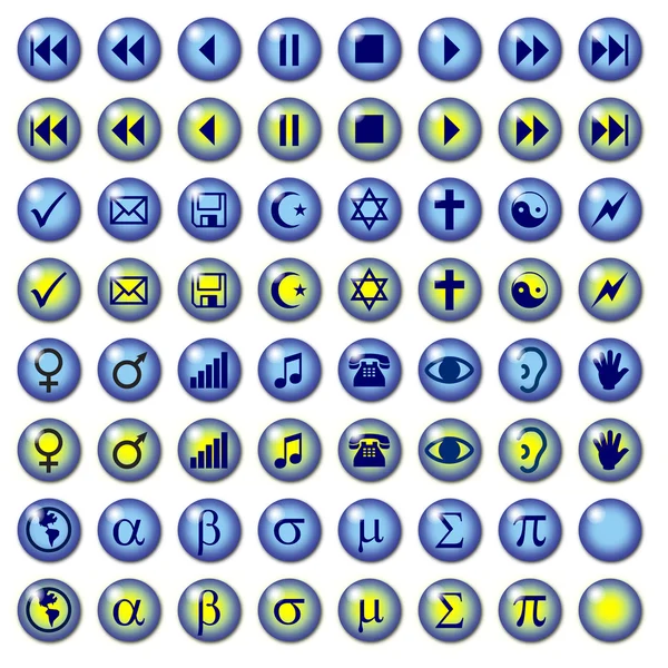 Botones de símbolo web azul con rollovers —  Fotos de Stock