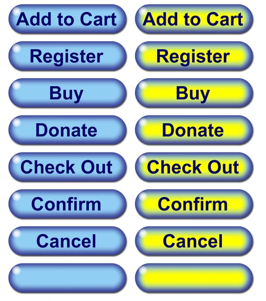 Botones web de comercio electrónico con rollovers Imagen De Stock